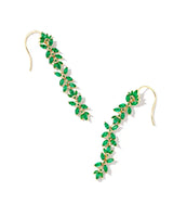 Kendra Scott Rosalie Green Crystal Gold Linear Earrings