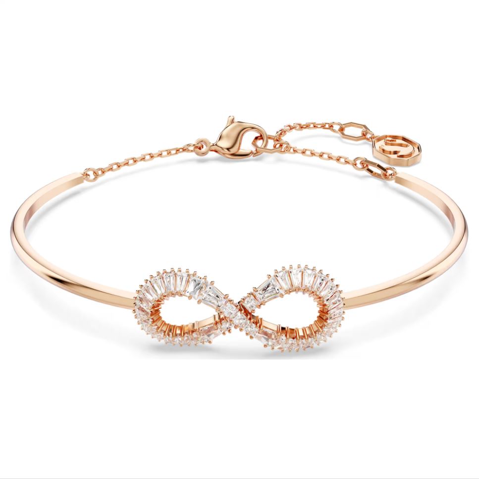 Swarovski Hyperbola Bangle Bracelet - Infinity, White, Rose Gold-Tone Plated