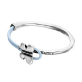 UNOde50 Semi-Rigid Silver & Blue Leather Butterfly Bracelet - Large