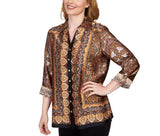 Ruby Rd. Womens Button Down 3/4 Sleeve Top