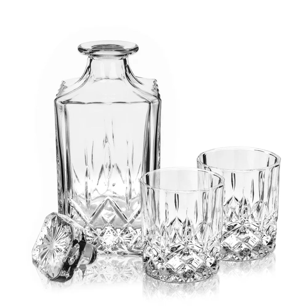 Viski Admiral Liquor Decanter & Tumbler Set - 3
