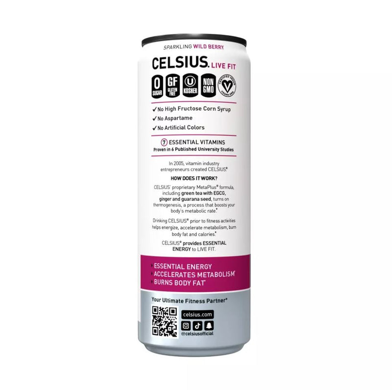 CELSIUS Live Fit Energy Drink - Sparkling Wildberry - 12 oz.