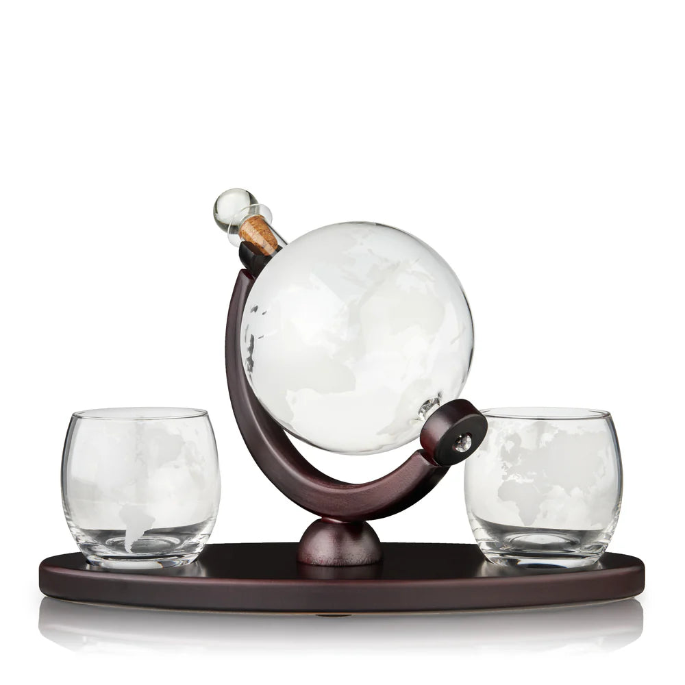 Viski Globe Decanter & Whiskey Tumbler Set - 3 pk