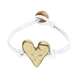 UNOde50 White Leather Gold Heart Bracelet - Medium