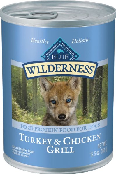 Blue Buffalo Wilderness Puppy Formula Turkey and Chicken Grill Recipe Grain Free Canned Wet Dog Food - 12.5 oz.