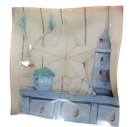 Transpac Large Square Beach Theme Decorative Plate