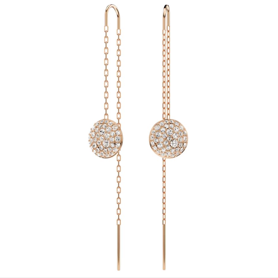 Swarovski Metora Chain Earrings - White, Rose gold-tone plated