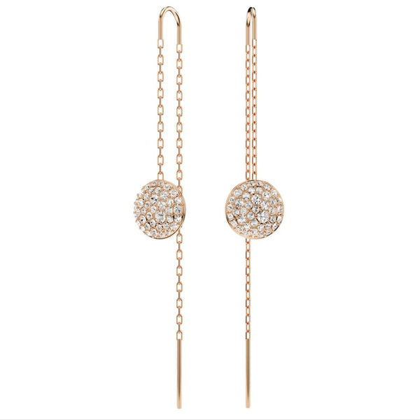 Swarovski Metora Chain Earrings - White, Rose gold-tone plated