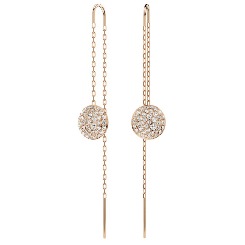 Swarovski Metora Chain Earrings - White, Rose gold-tone plated