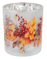 Ganz 4" Autumn Floral Glass Tealight Holder