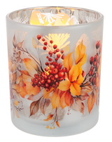 Ganz 4" Autumn Floral Glass Tealight Holder