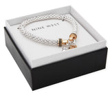 Nine West Two-Tone Heart Key Charm Stretch Bracelet