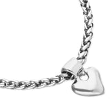 UNOde50 Silver Thick Chain Heart Charm Bracelet - Medium