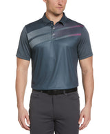 PGA Tour Mens Asymmetric Gradient Print Short Sleeve Polo Shirt