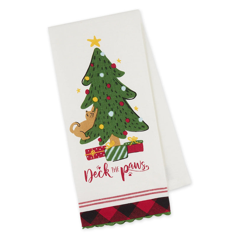 Design Imports Deck The Paws Embellished Dishtowel