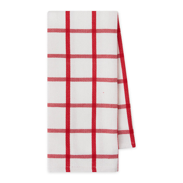 Design Imports Red Cider Windowpane Plaid Dishtowel