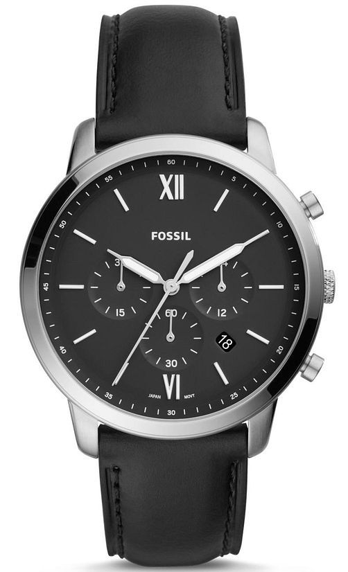 Fossil Mens Neutra Black Strap Leather Chronograph Watch