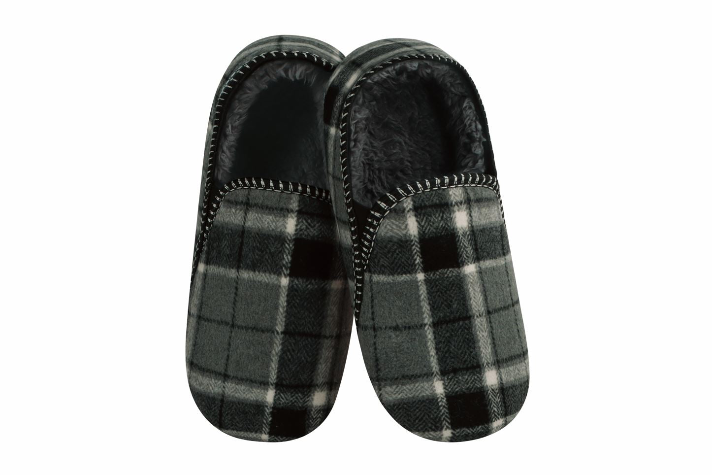 Snoozies Mens Alpine Plaid Gray Slippers - Size XLarge