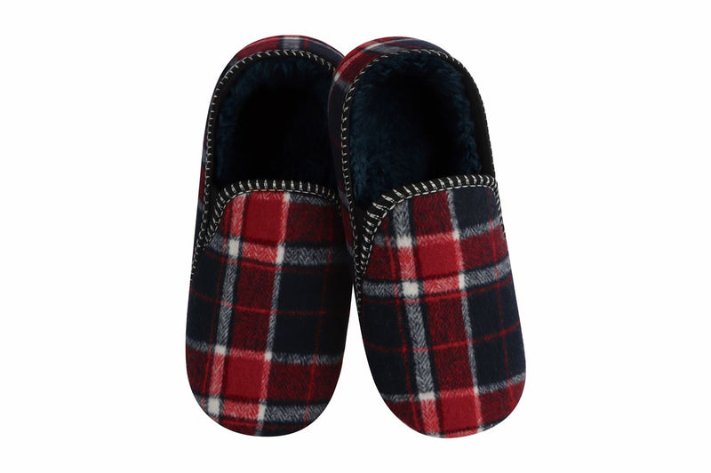 Snoozies Mens Alpine Plaid Red Slippers - Size Large