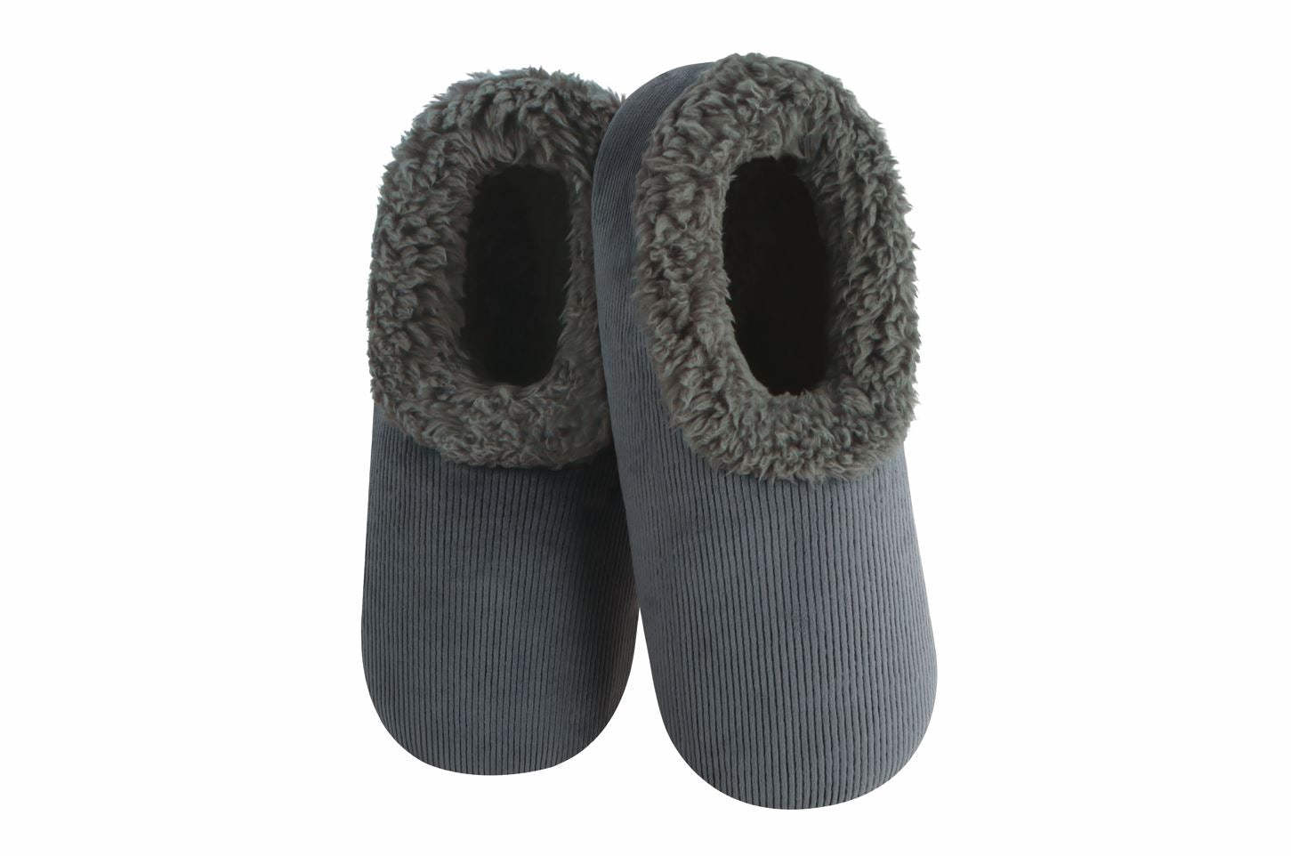 Snoozies Mens Modern Cord Gray Slippers - Size Large