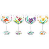 Ganz Painted Floral Wine Glasses - 4 pc