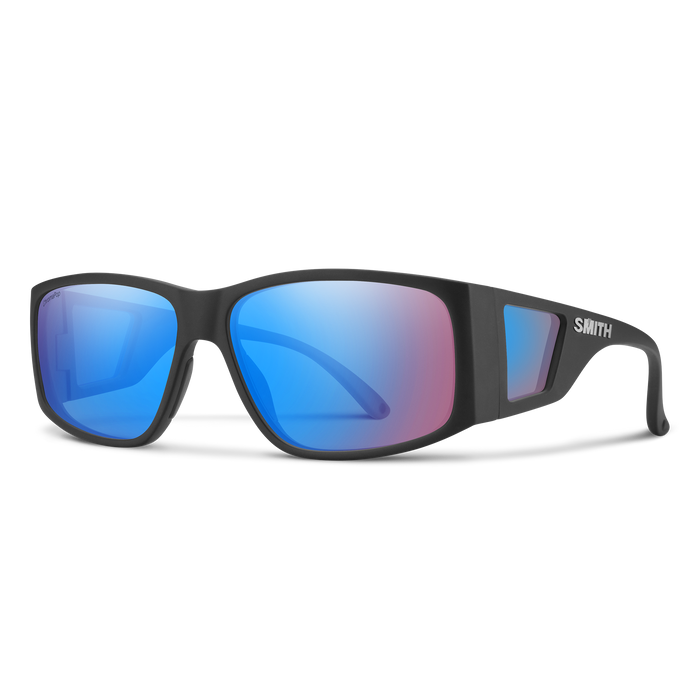 Smith Monroe Peak Matte Black Frame - ChromaPop Polarized Low Light Rose Blue Mirror Lens - Polarized Sunglasses