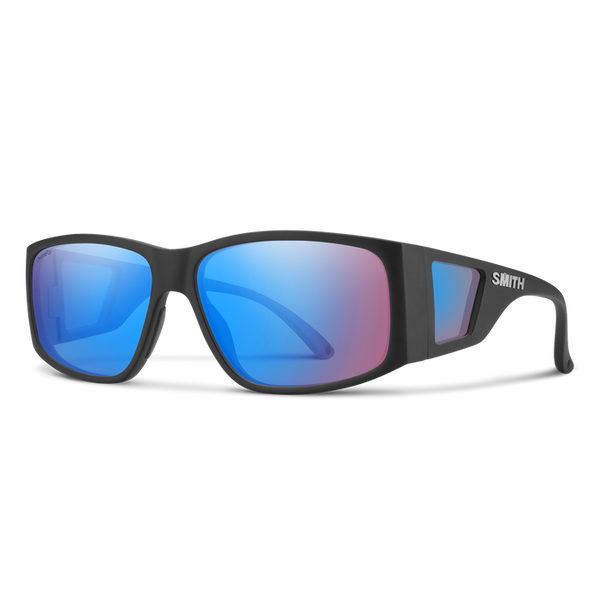 Smith Monroe Peak Matte Black Frame - ChromaPop Polarized Low Light Rose Blue Mirror Lens - Polarized Sunglasses