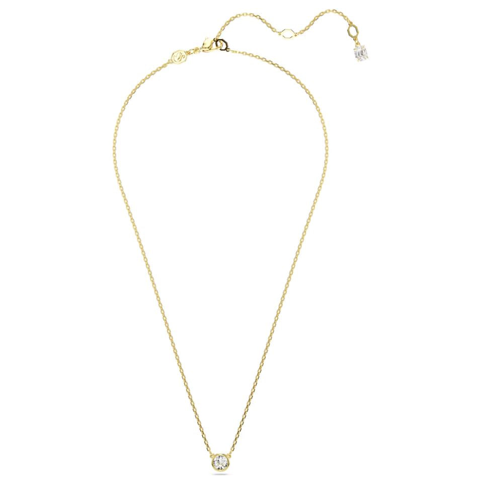 Swarovski Imber Pendant Necklace - Round cut, White, Gold-tone plated