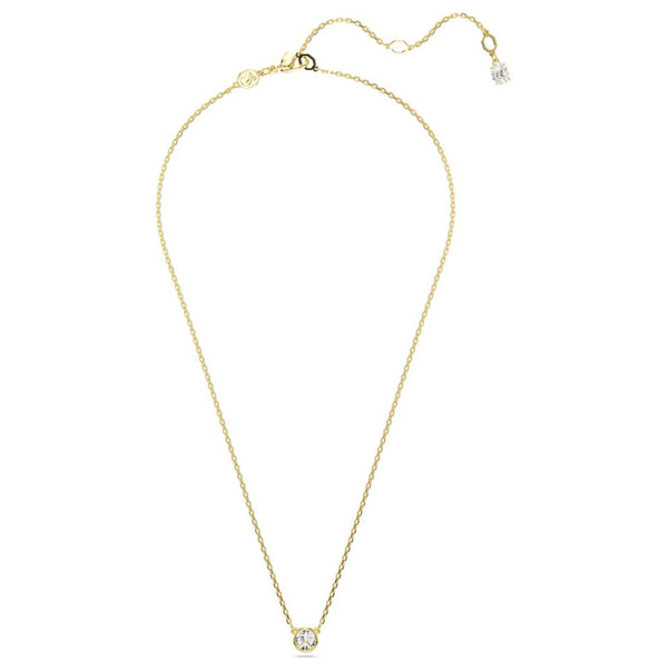 Swarovski Imber Pendant Necklace - Round cut, White, Gold-tone plated