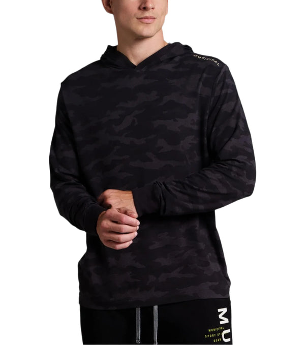 Municipal Mens Enduro Stretch Hooded Long Sleeve T-Shirt