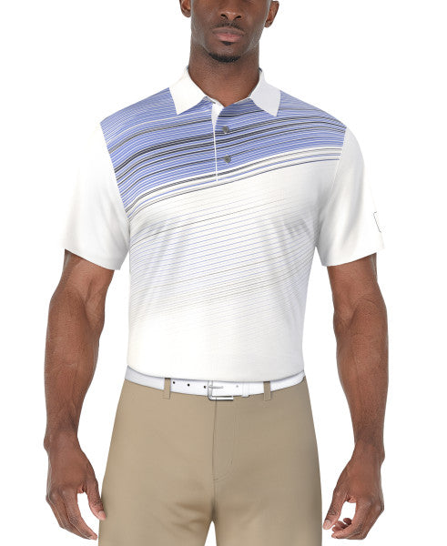 PGA Tour Mens Asymmetric Stripe Short Sleeve Polo