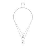 UNOde50 Double Layered Silver Heart Charms Pendant Necklace
