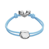 UNOde50 Blue Elastic Thread Silver Heart Charm Bracelet - Medium