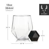 Viski Seneca Crystal Faceted Tumbler & Hexagonal Basalt Stone Set - 4