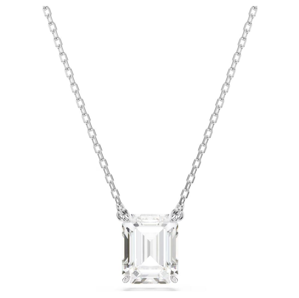 Swarovski Stilla Pendant Necklace - Octagon Cut, White Rhodium Plated