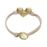 UNOde50 Camel Leather Gold Heart Charm Bracelet - Medium