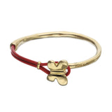 UNOde50 18k Gold & Red Leather Butterfly Semi-Rigid Bracelet - Medium