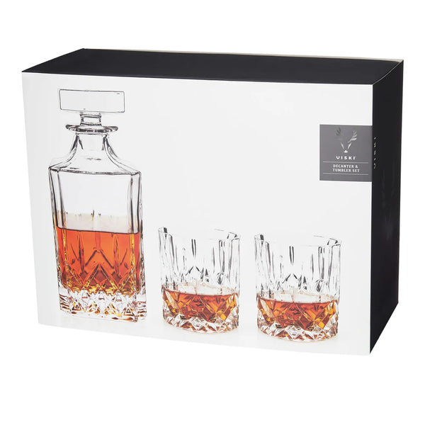 Viski Admiral Liquor Decanter & Tumbler Set - 3