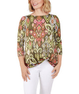 Ruby Rd. Womens Side Twist 3/4 Sleeve Top
