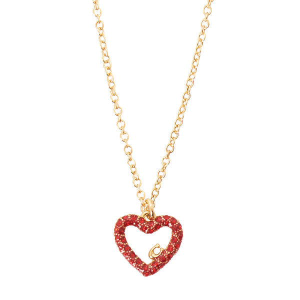 Coach Heart Pavé Pendant Necklace and Earring Boxed Set