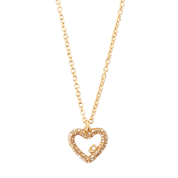 Coach Heart Pavé Pendant Necklace and Earring Boxed Set