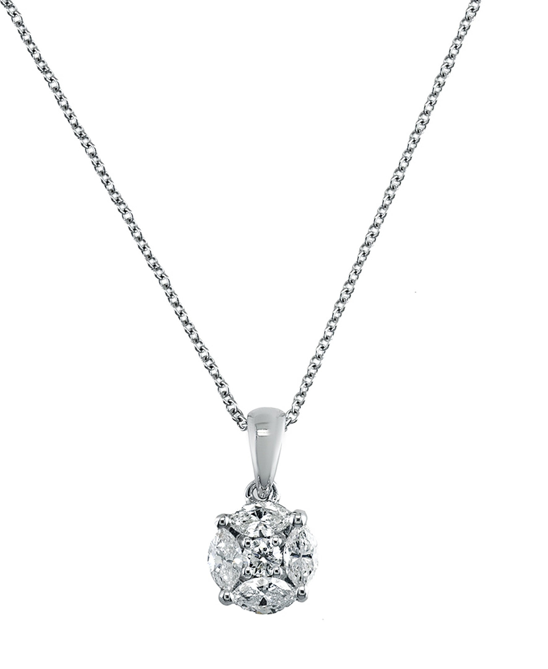 Effy 14K White Gold Diamond Cluster Pendant Necklace