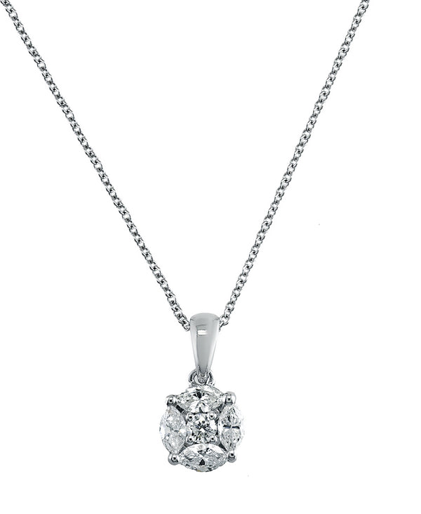 Effy 14K White Gold Diamond Cluster Pendant Necklace