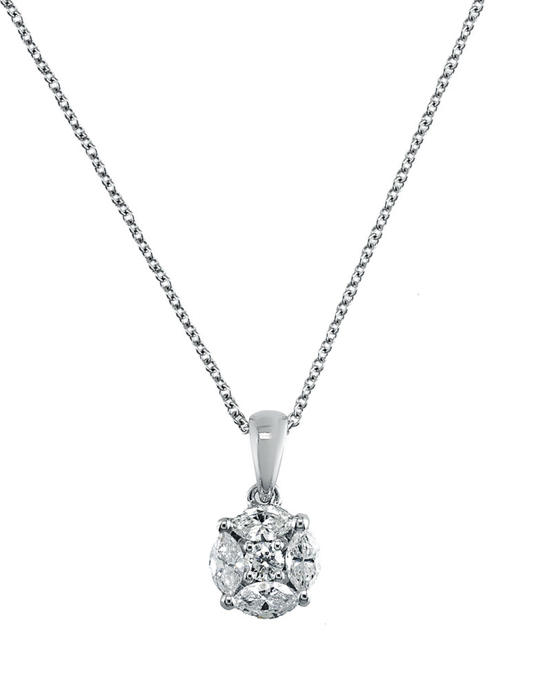 Effy 14K White Gold Diamond Cluster Pendant Necklace