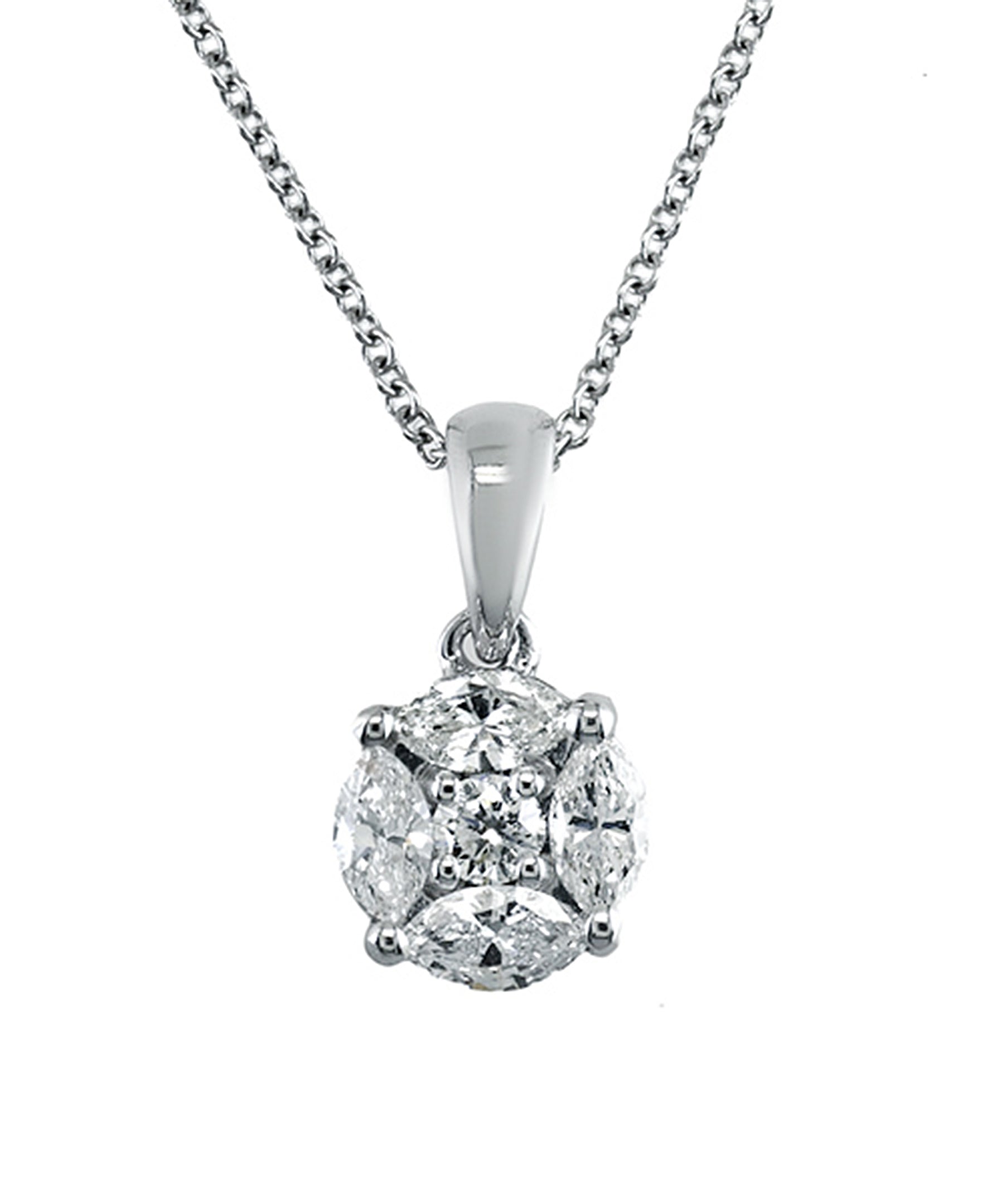 Effy 14K White Gold Diamond Cluster Pendant Necklace