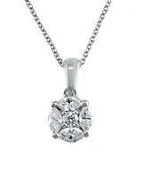 Effy 14K White Gold Diamond Cluster Pendant Necklace