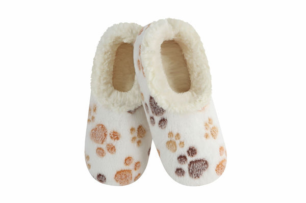 Snoozies Womens Pet Lovers White Slippers - Size Large