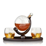 Viski Globe Decanter & Whiskey Tumbler Set - 3 pk