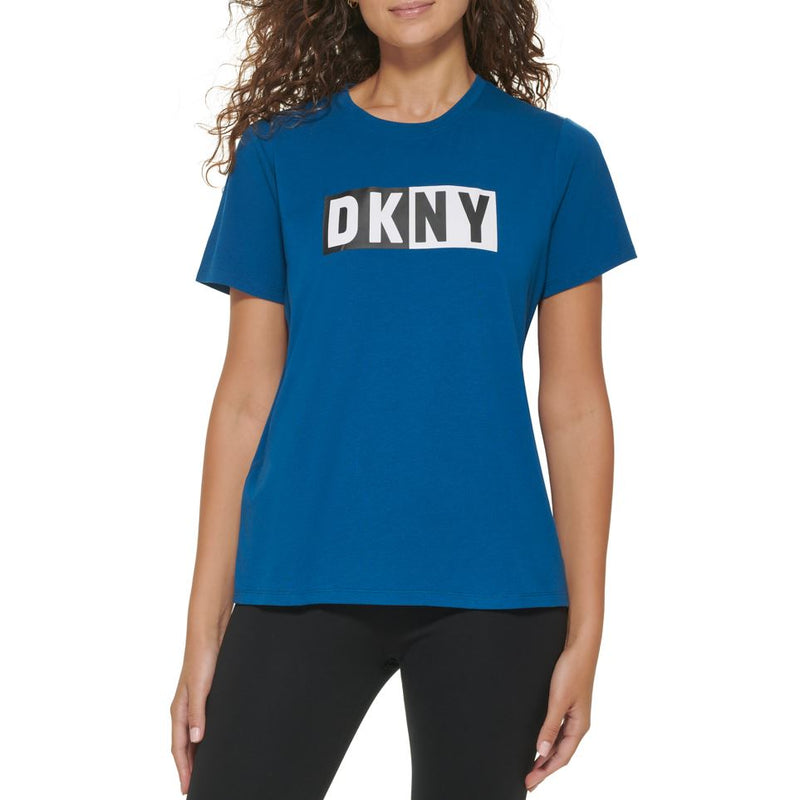 DKNY Womens Two Tone Logo Short Sleeve T-Shirt