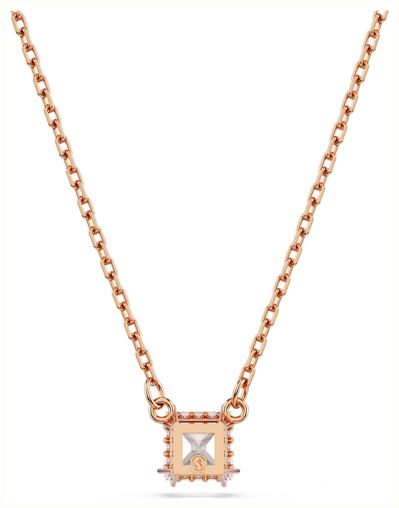 Swarovski Stilla Attract Pendant Necklace - Squar Cut, White, Rose-Gold Plated